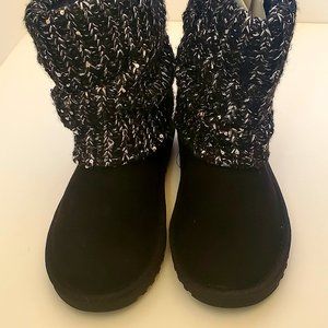 New girl's memory foam boots black silver size 4 K